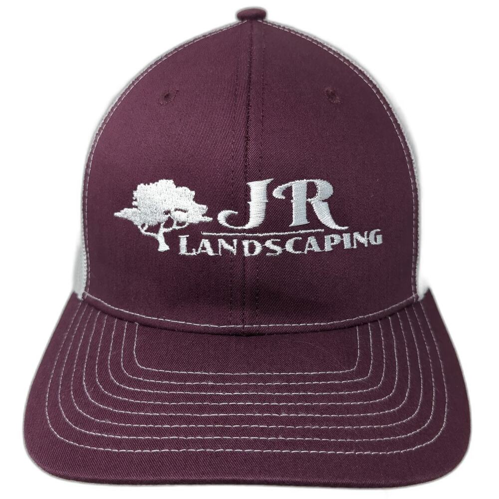 Richardson Trucker Hat Purple White One Size JR Landscaping Tree Mesh Back